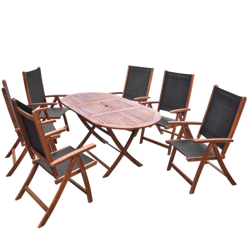 marque generique - Icaverne - Ensembles de meubles d'extérieur gamme Meuble de jardin 7 pcs Pliable Bois d'acacia - Ensembles canapés et fauteuils