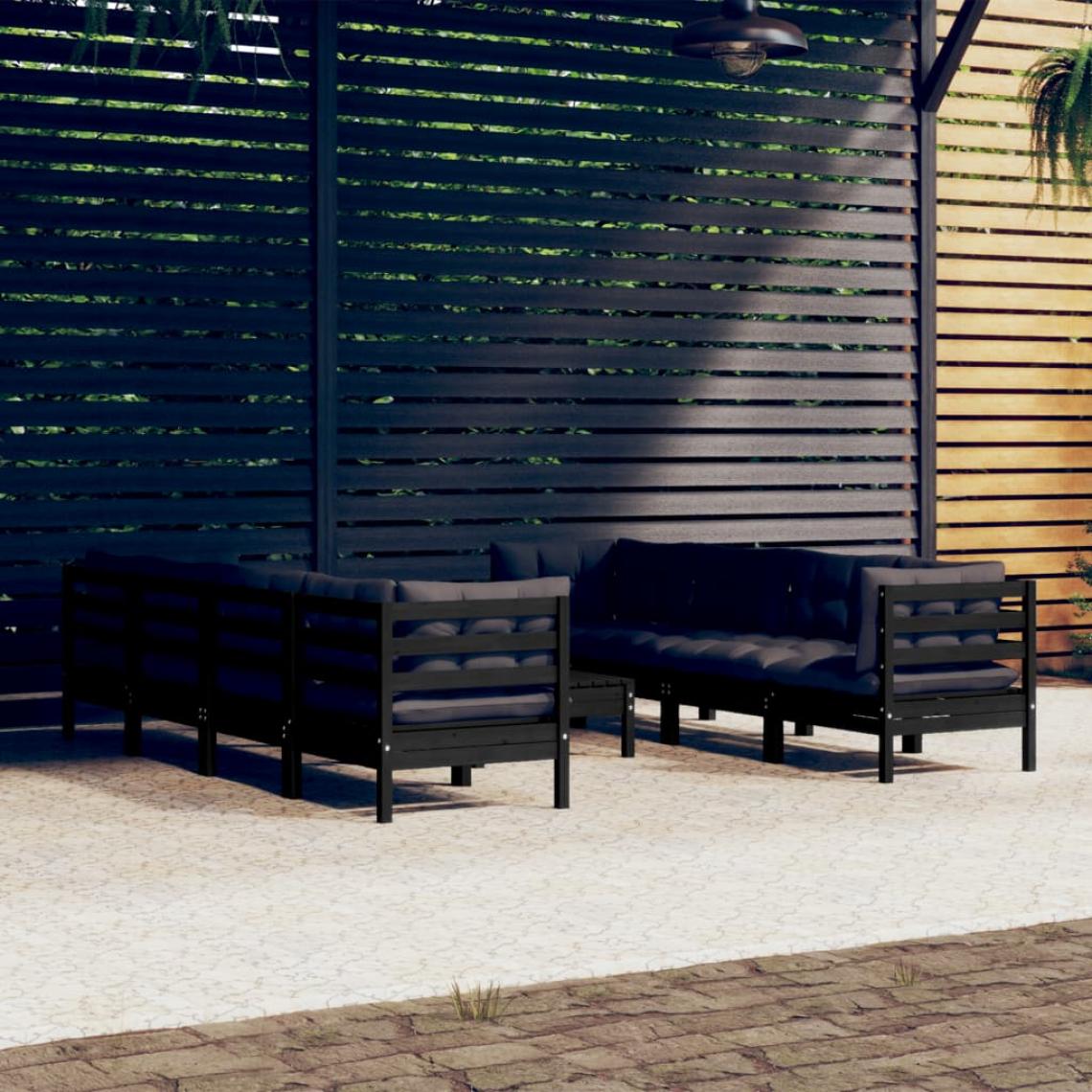 Vidaxl - vidaXL Salon de jardin 9 pcs avec coussins Bois de pin massif - Ensembles canapés et fauteuils