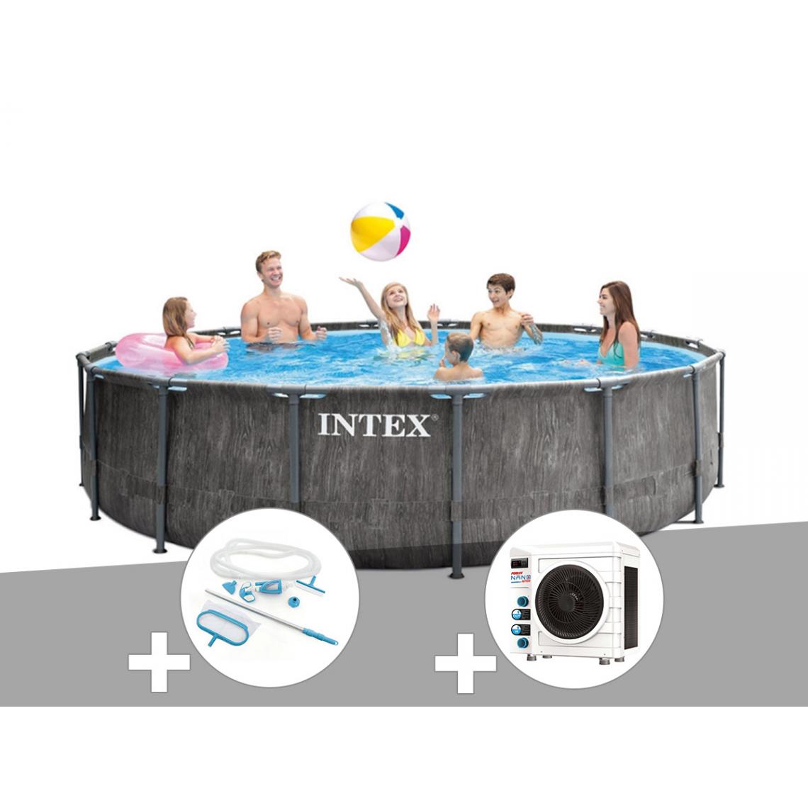Intex - Kit piscine tubulaire Intex Baltik ronde 4,57 x 1,22 m + Kit d'entretien + Pompe à chaleur - Piscine Tubulaire