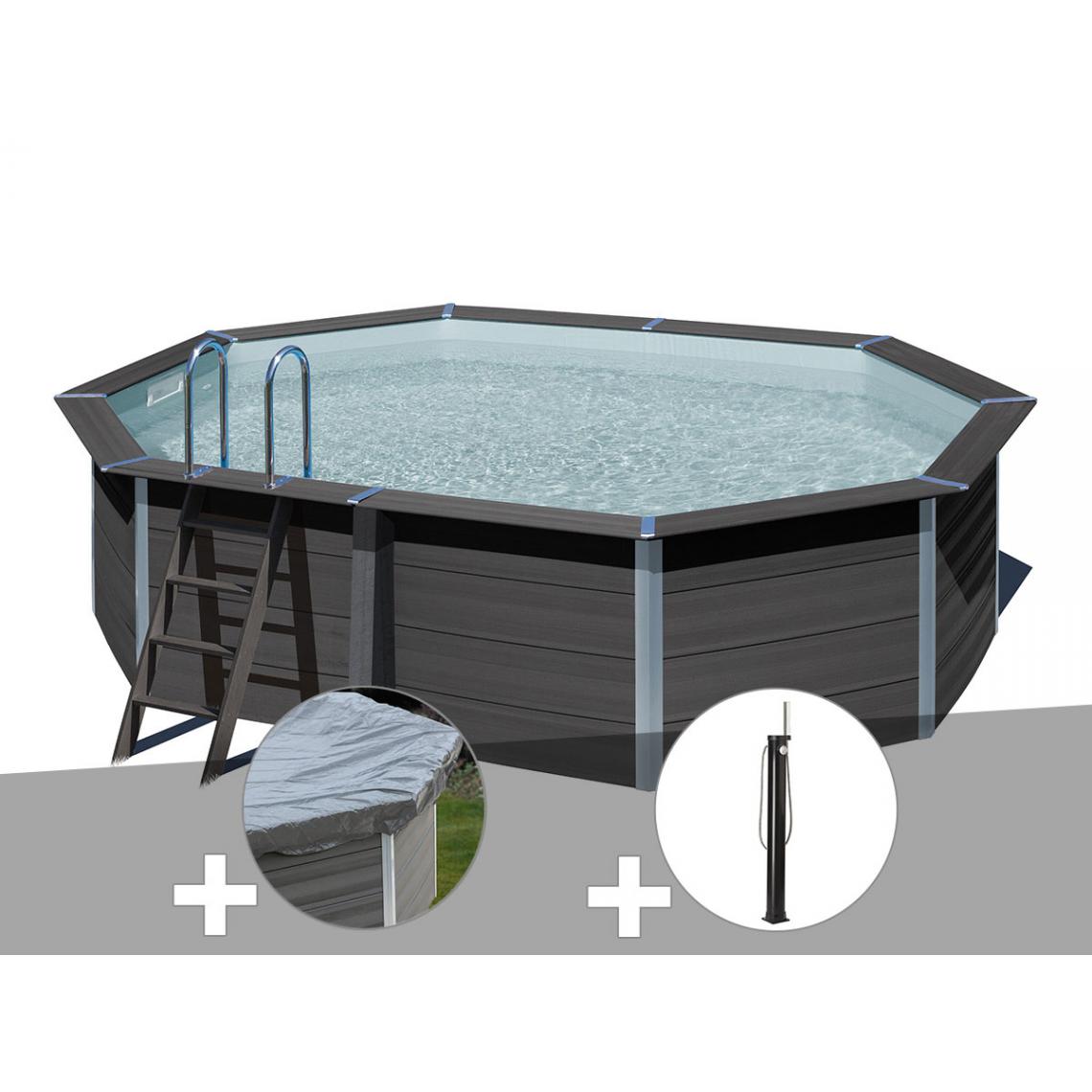 Gre - Kit piscine composite Gré Avant-Garde ovale 5,24 x 3,86 x 1,24 m + Bâche hiver + Douche - Piscines bois