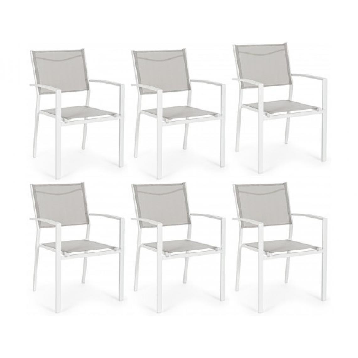 Bizzotto - Fauteuil Lot de 6 fauteuil Hilde blanc - Fauteuil de jardin