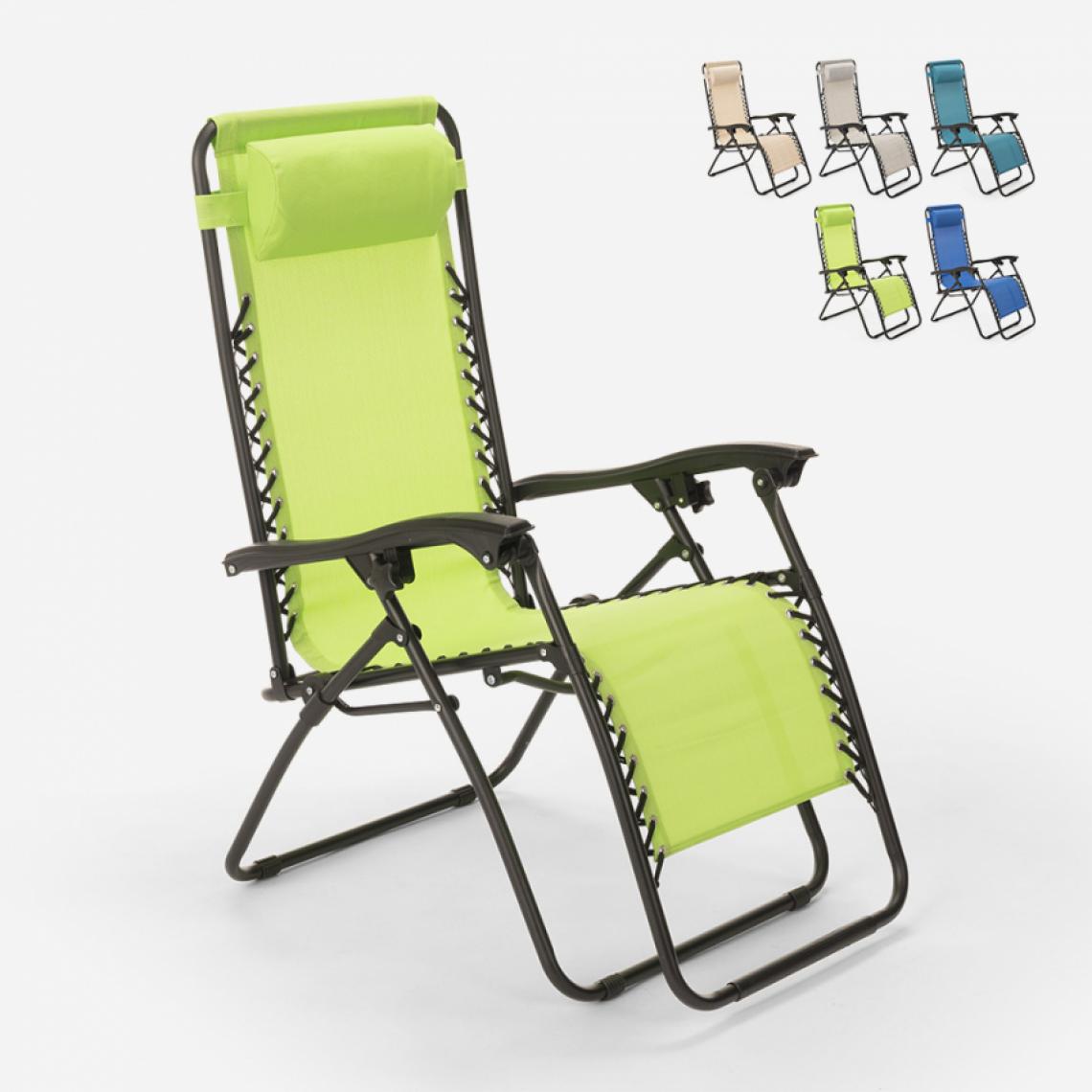 Beach And Garden Design - Chaise longue de plage et jardin pliante multi-positions Emily Zero Gravity, Couleur: Vert foncé - Transats, chaises longues