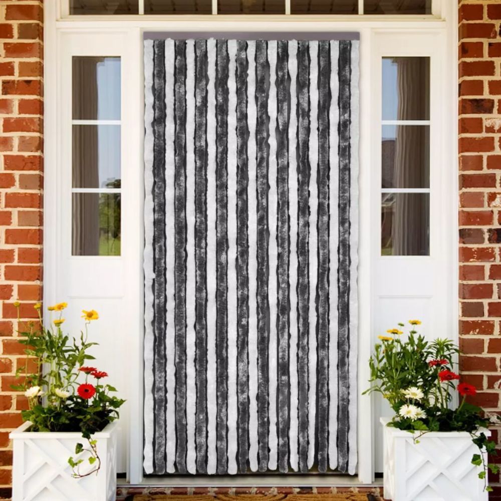 Vidaxl - Rideau de porte chenille gris et blanc 90 x 220 cm | - Moustiquaire Fenêtre