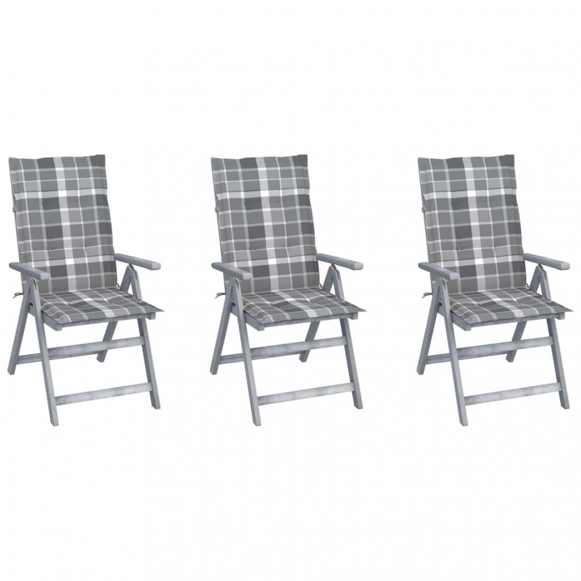 Vidaxl - vidaXL Chaises inclinables de jardin 3 pcs avec coussins Bois d'acacia - Chaises de jardin