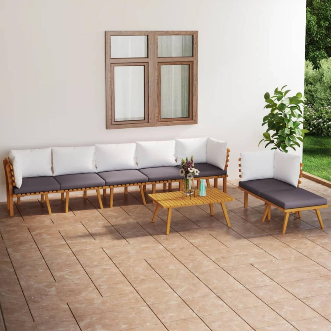 Vidaxl - vidaXL Salon de jardin 8 pcs avec coussins Bois d'acacia solide - Ensembles canapés et fauteuils