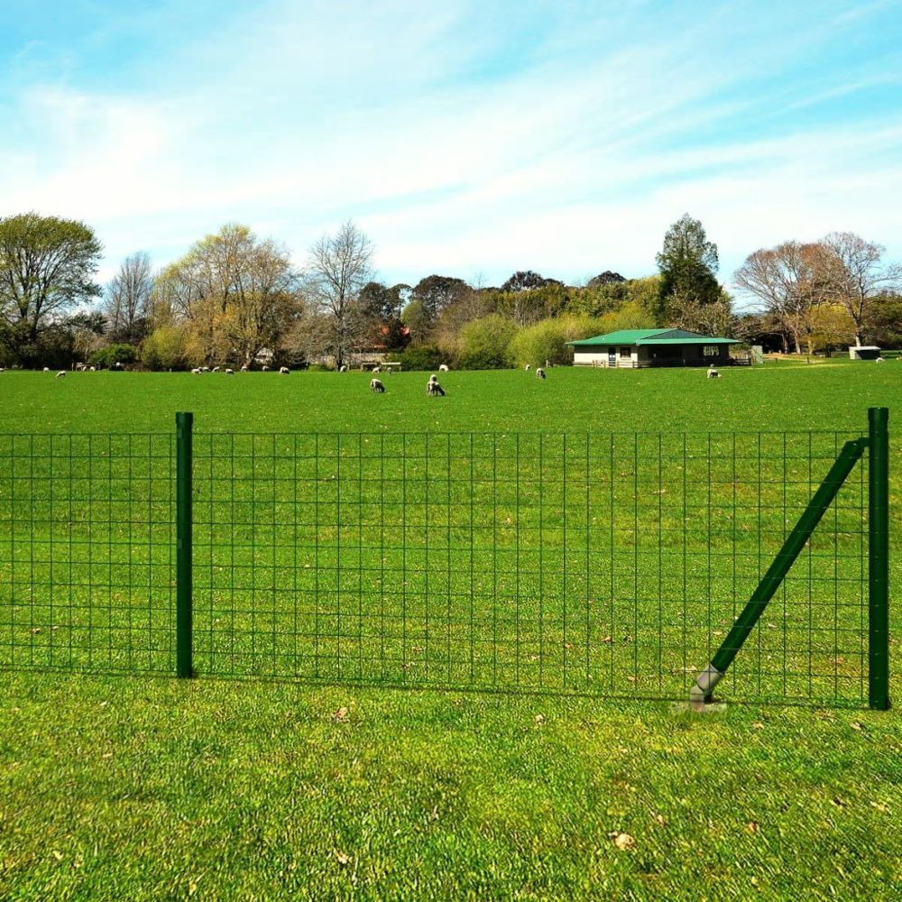 Vidaxl - Jeu de clôture avec des piquets de sol 10 x 1,5 m Acier Vert | Vert - Portillon