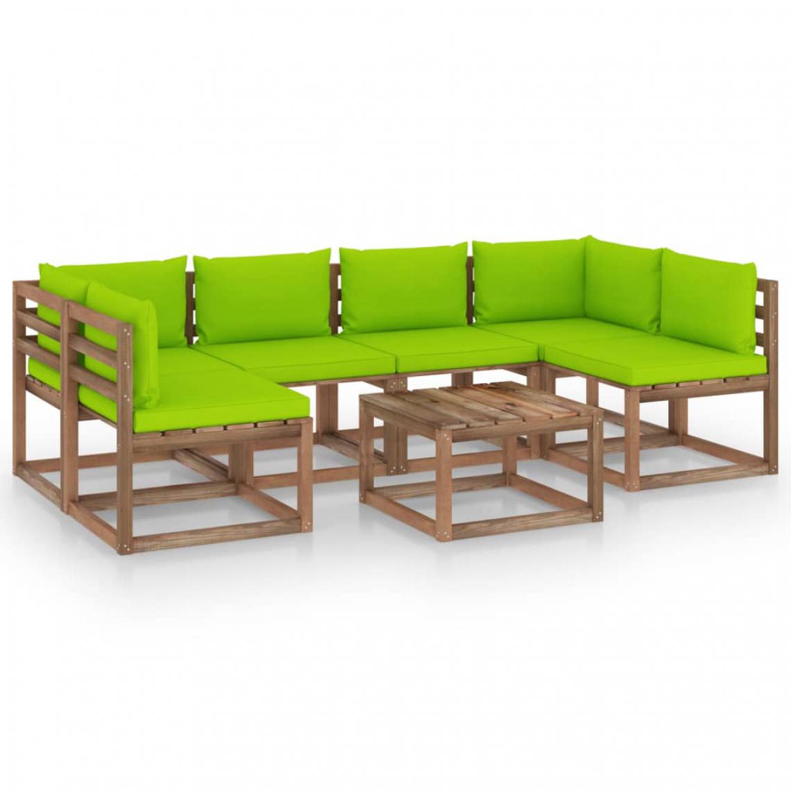 Chunhelife - Salon palette de jardin 7 pcs et coussins Bois de pin imprégné - Ensembles canapés et fauteuils