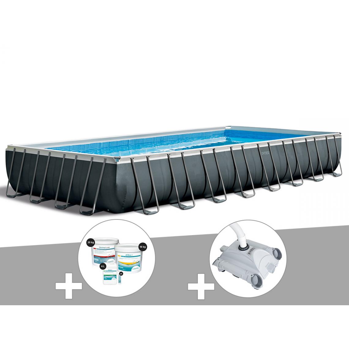 Intex - Kit piscine tubulaire Intex Ultra XTR Frame rectangulaire 9,75 x 4,88 x 1,32 m + Kit de traitement au chlore + Robot nettoyeur - Piscine Tubulaire