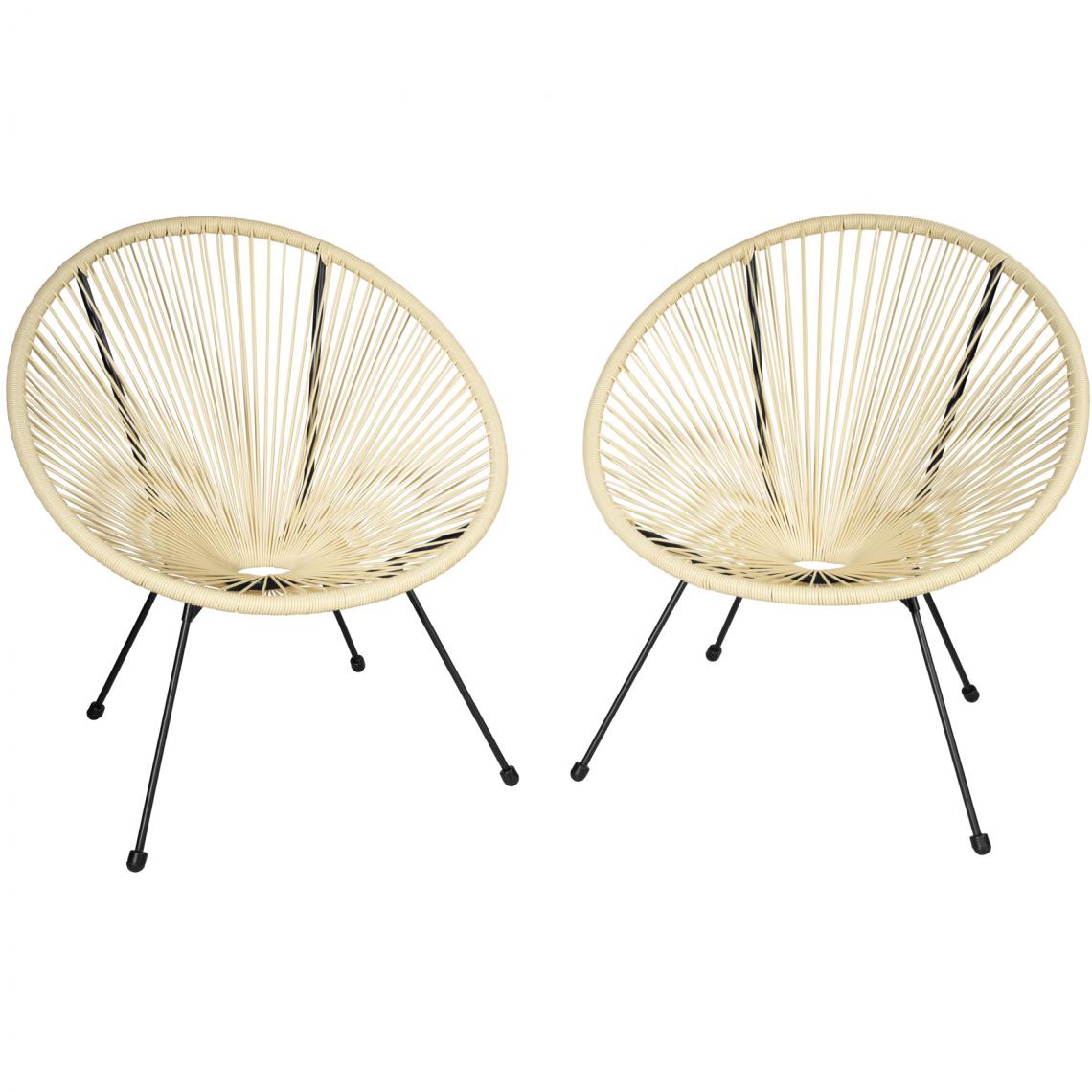 Tectake - Lot de 2 chaises de jardin Santana - beige - Chaises de jardin