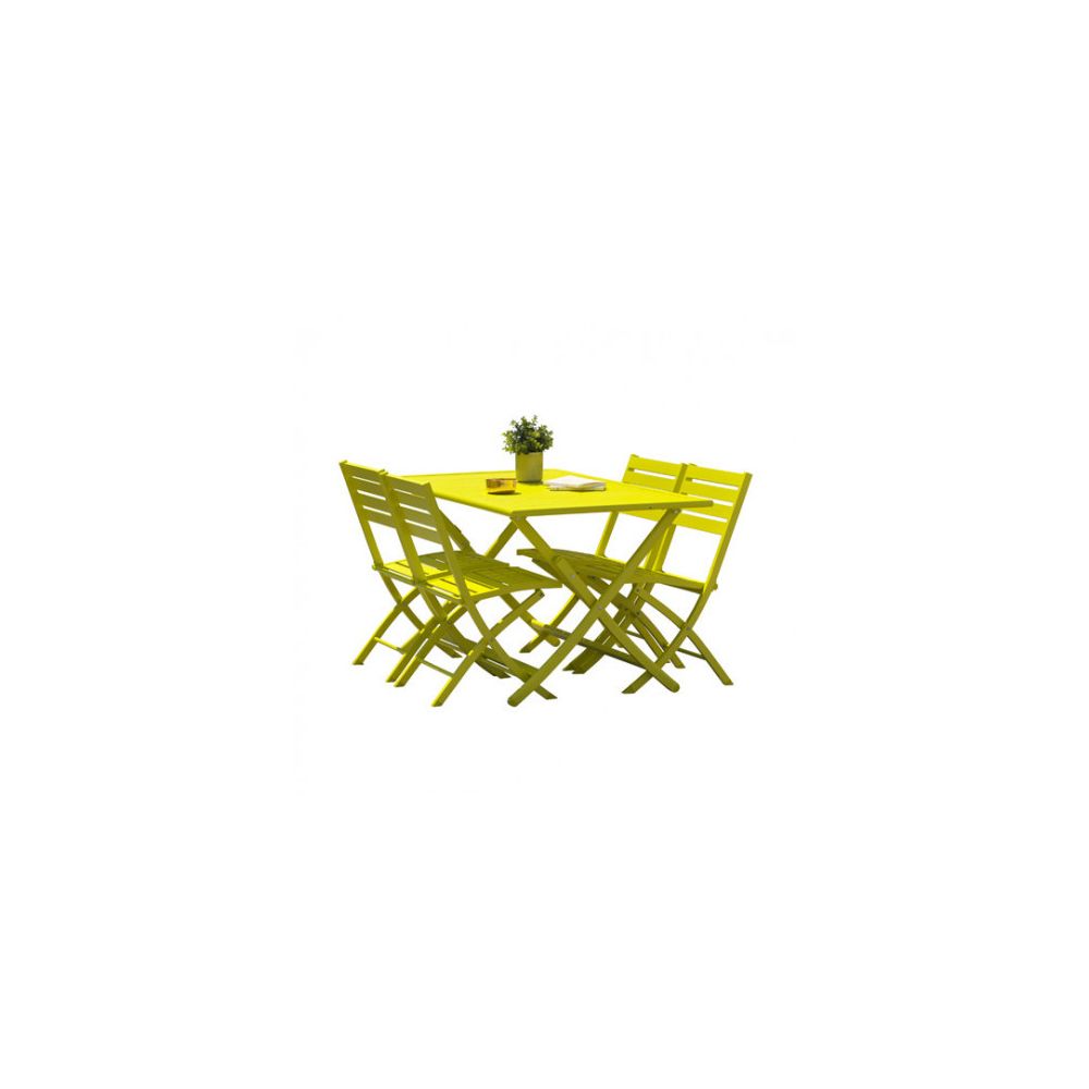 Dcb - Kit MARIUS table pliante 140 x 80 cm + 4 chaises pliantes, Couleur Aubergine - Ensembles tables et chaises