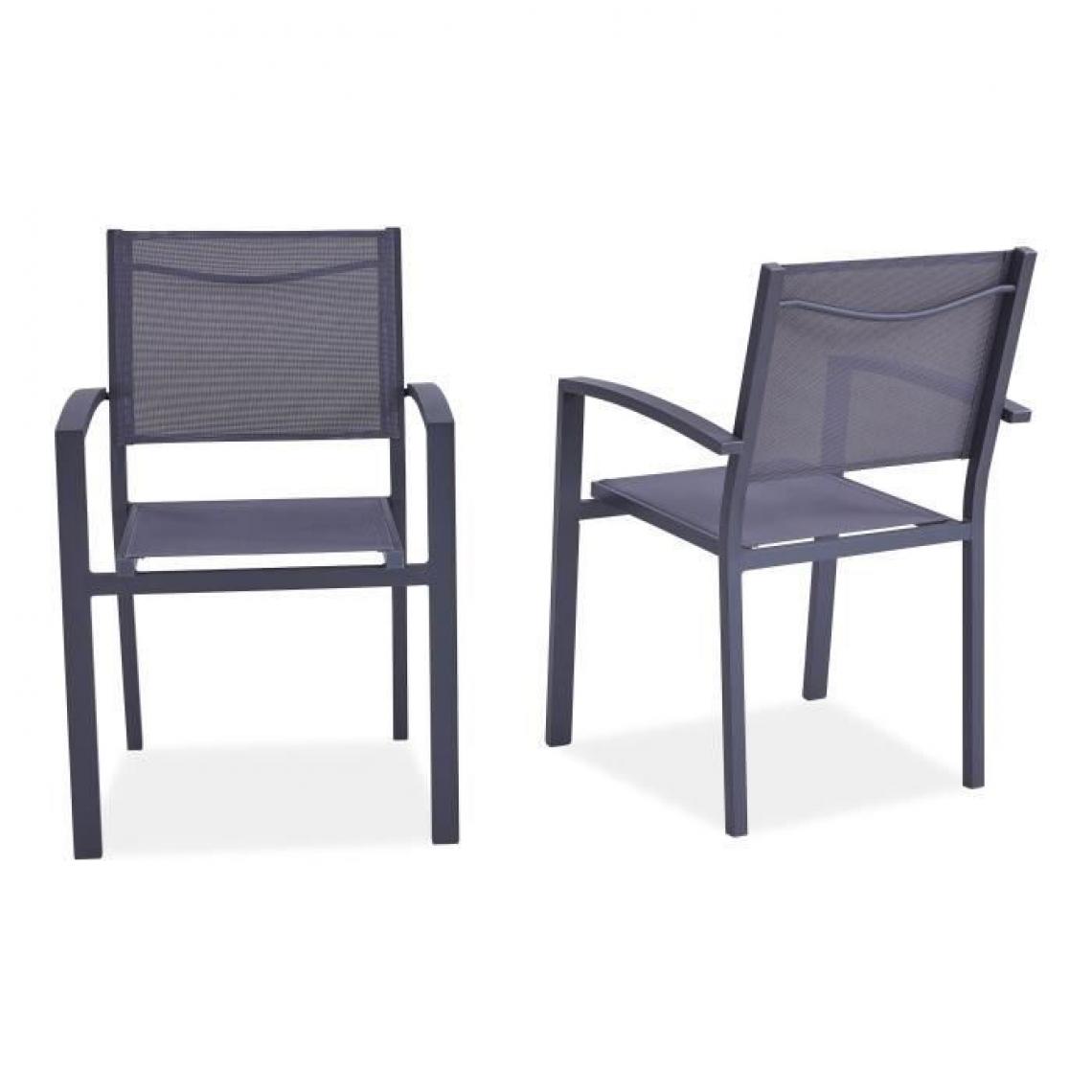 Sans Marque - Lot de 2 fauteuils en aluminium - 57 x 56 x 87 cm - Gris - Ensembles tables et chaises