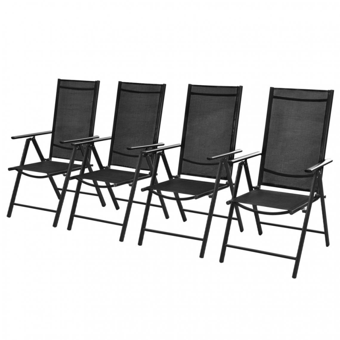 Vidaxl - Chaises d'extérieur 4 pcs 54x73x107 cm Aluminium Noir - Noir - Chaises de jardin