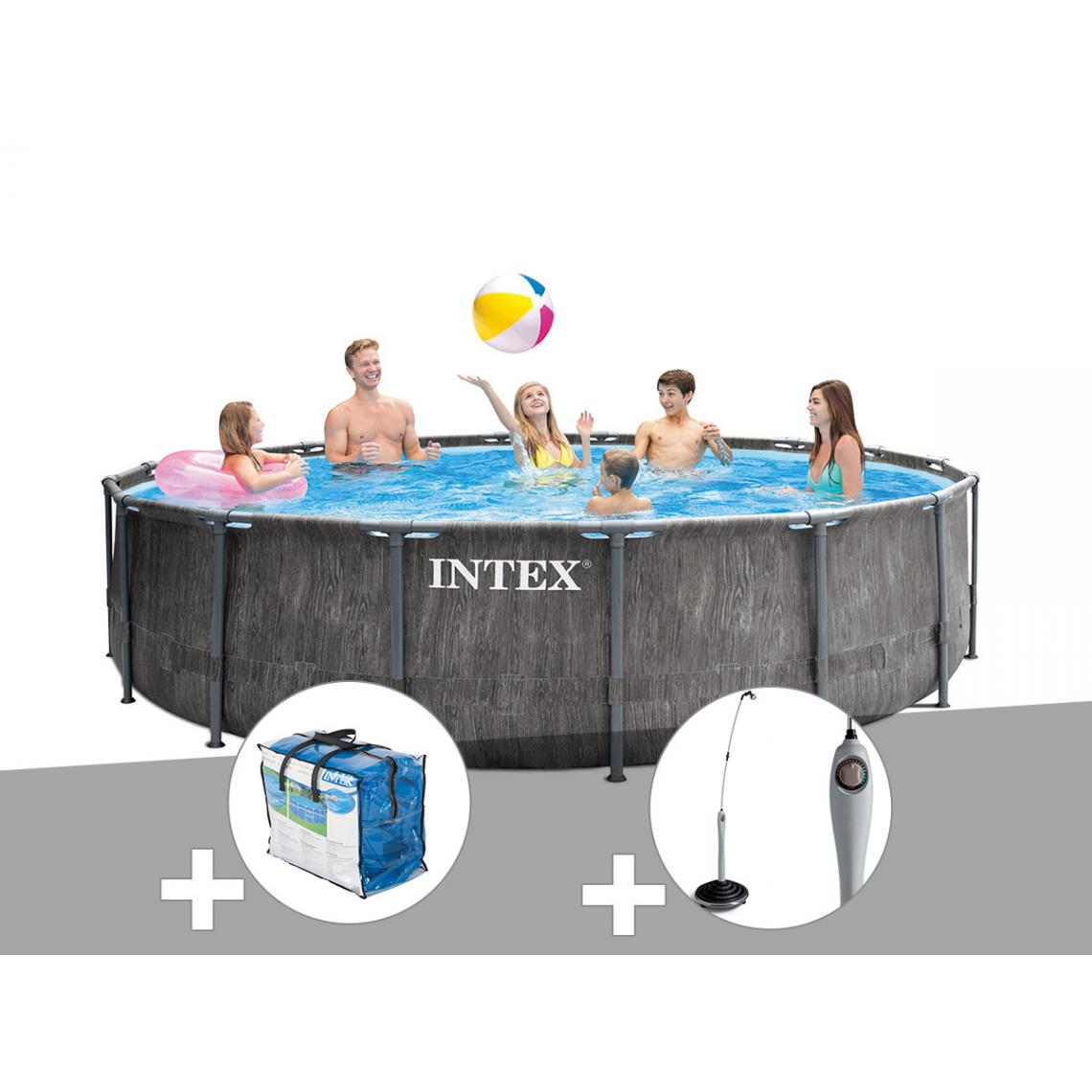 Intex - Kit piscine tubulaire Intex Baltik ronde 5,49 x 1,22 m + Bâche à bulles + Douche solaire - Piscine Tubulaire