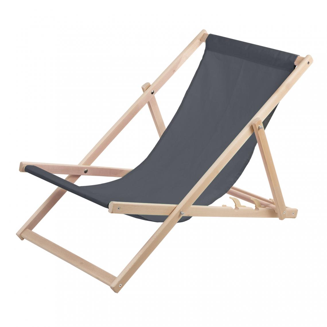 Sans Marque - Chaise longue Wood Ok confortable ,en bois , gris, idéale pour la plage, le balcon, la terrasse - Transats, chaises longues