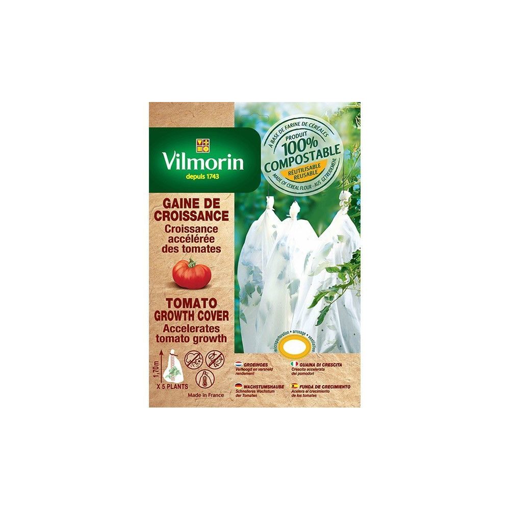 Vilmorin - Housse de croissance pour tomates- farine de céréales - 25µm - Plantoirs, transplantoirs, sillonneurs, semoirs