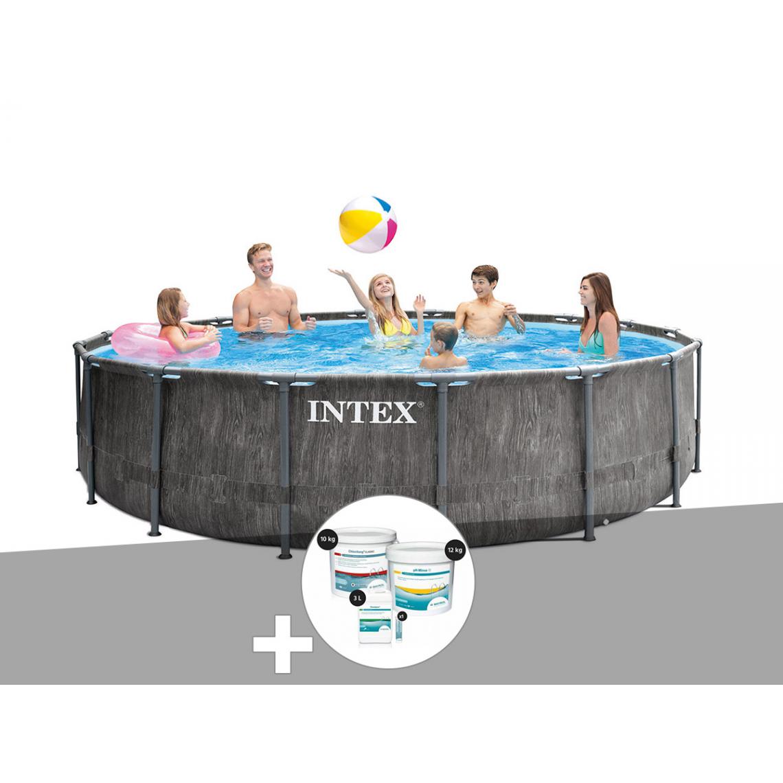 Intex - Kit piscine tubulaire Intex Baltik ronde 5,49 x 1,22 m + Kit de traitement au chlore - Piscine Tubulaire