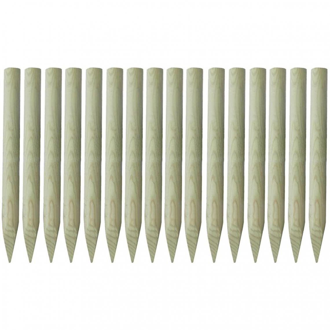 Vidaxl - Poteaux pointus de clôture 16 pièces 5 x 100 cm Bois imprégné - Vert - Portillon