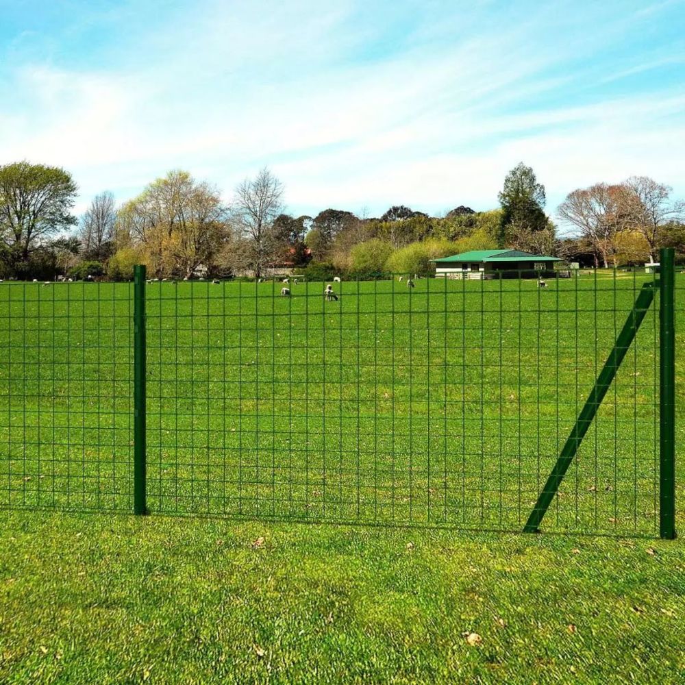 Vidaxl - Jeu de clôture avec des piquets de sol 25 x 1,2 m Acier Vert | Vert - Portillon