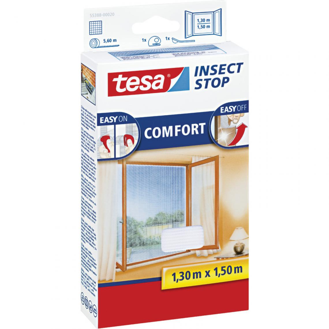 Tesa - tesa Moustiquaire COMFORT pour fenêtre, 1,30 m x 1,50 m () - Bloc-porte
