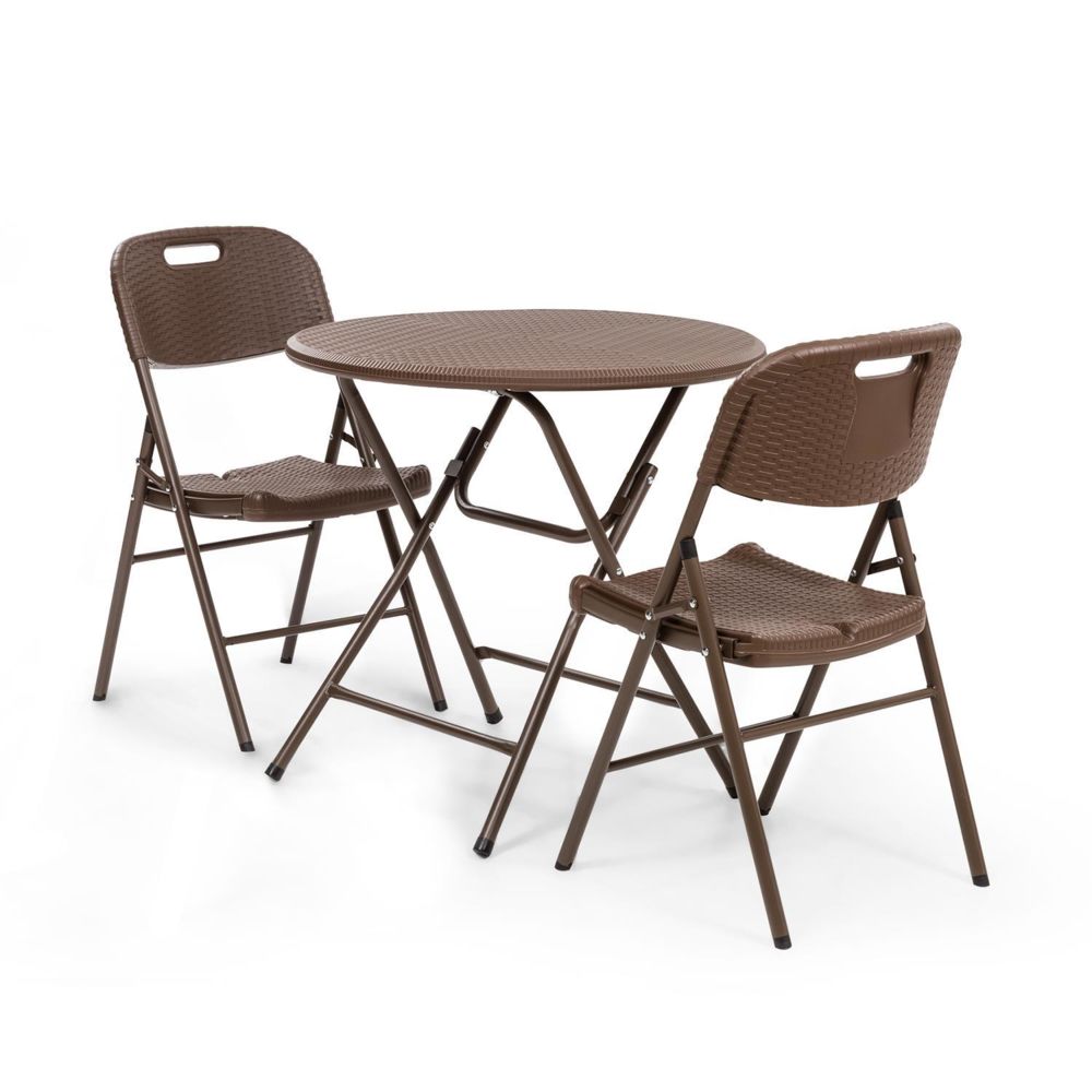 Blumfeldt - Blumfeldt Burgos Salon de jardin 3 pieces - Table pliante + 2 chaises - Cadre acier - Ensembles canapés et fauteuils