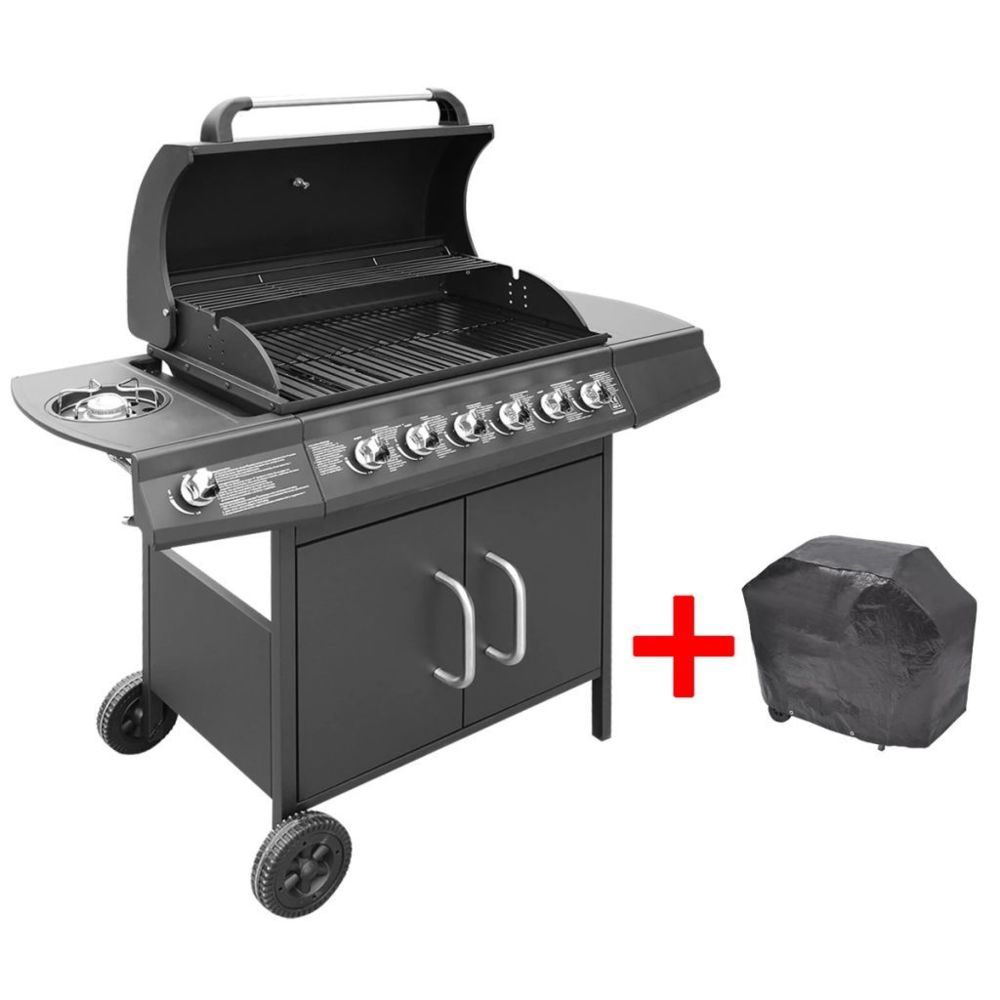 Vidaxl - Barbecue gril à gaz 6 + 1 brûleurs Noir | Noir - Accessoires barbecue