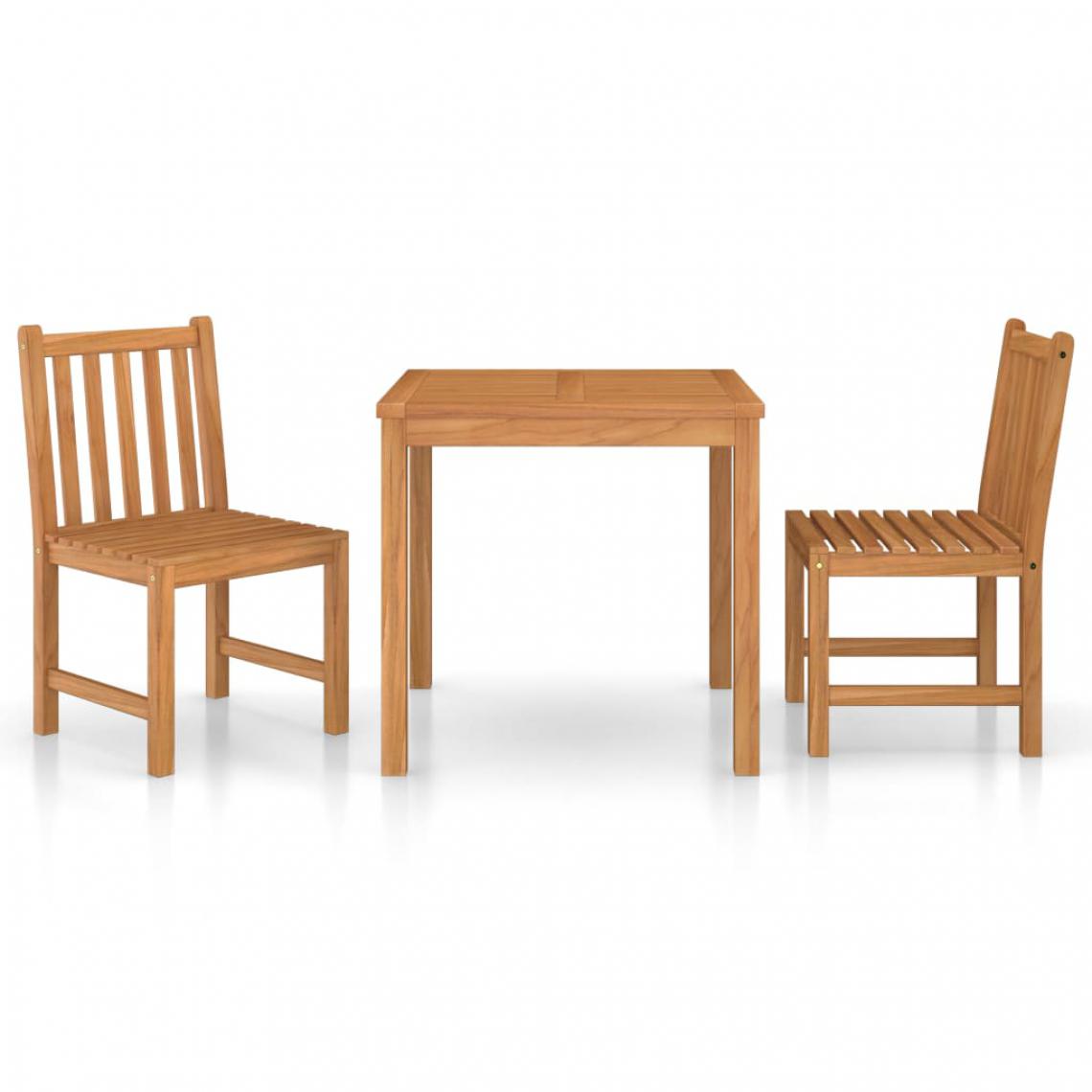 Chunhelife - Ensemble de salle à manger de jardin 3 pcs Bois de teck solide - Ensembles canapés et fauteuils
