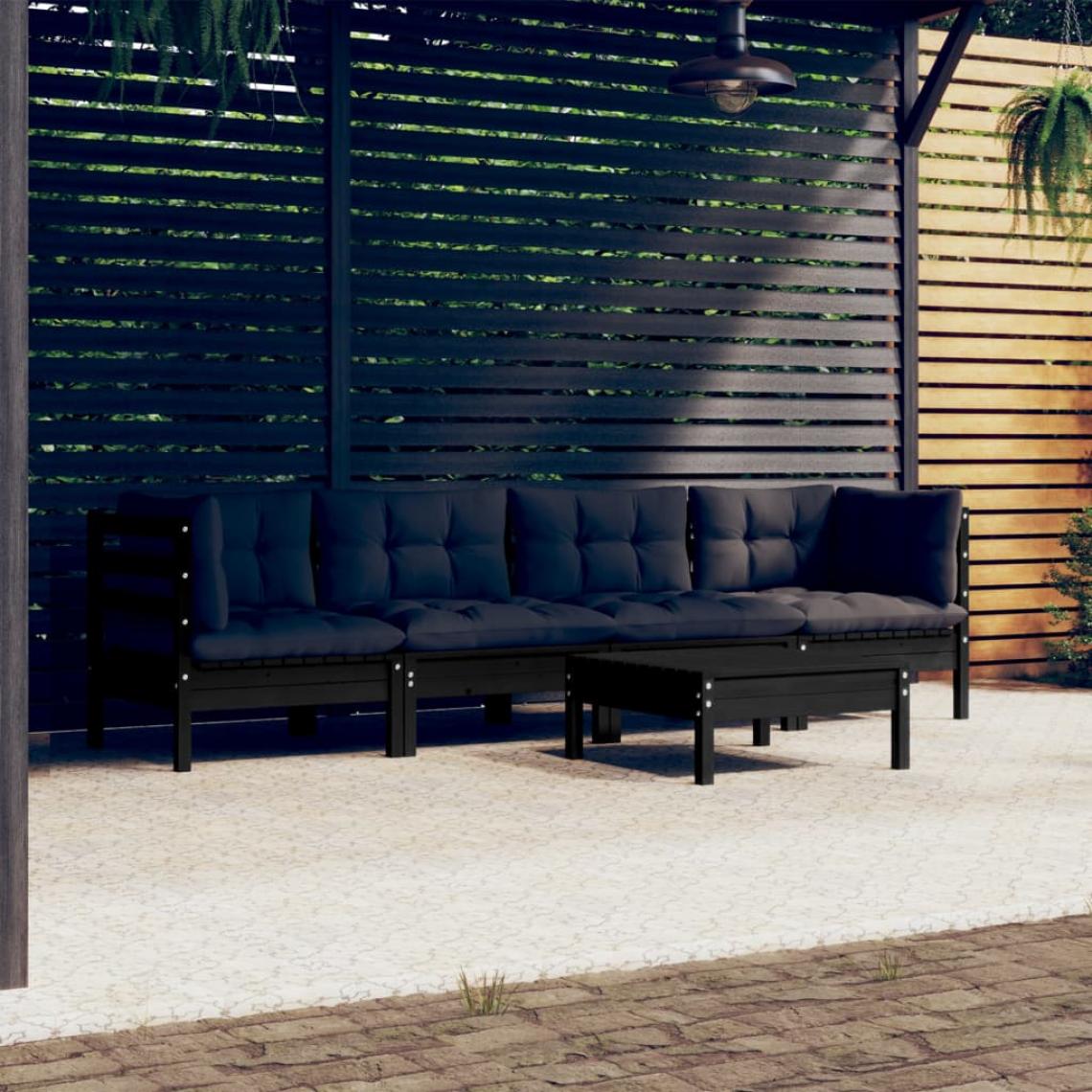 Vidaxl - vidaXL Salon de jardin 5 pcs avec coussins Bois de pin massif - Ensembles canapés et fauteuils