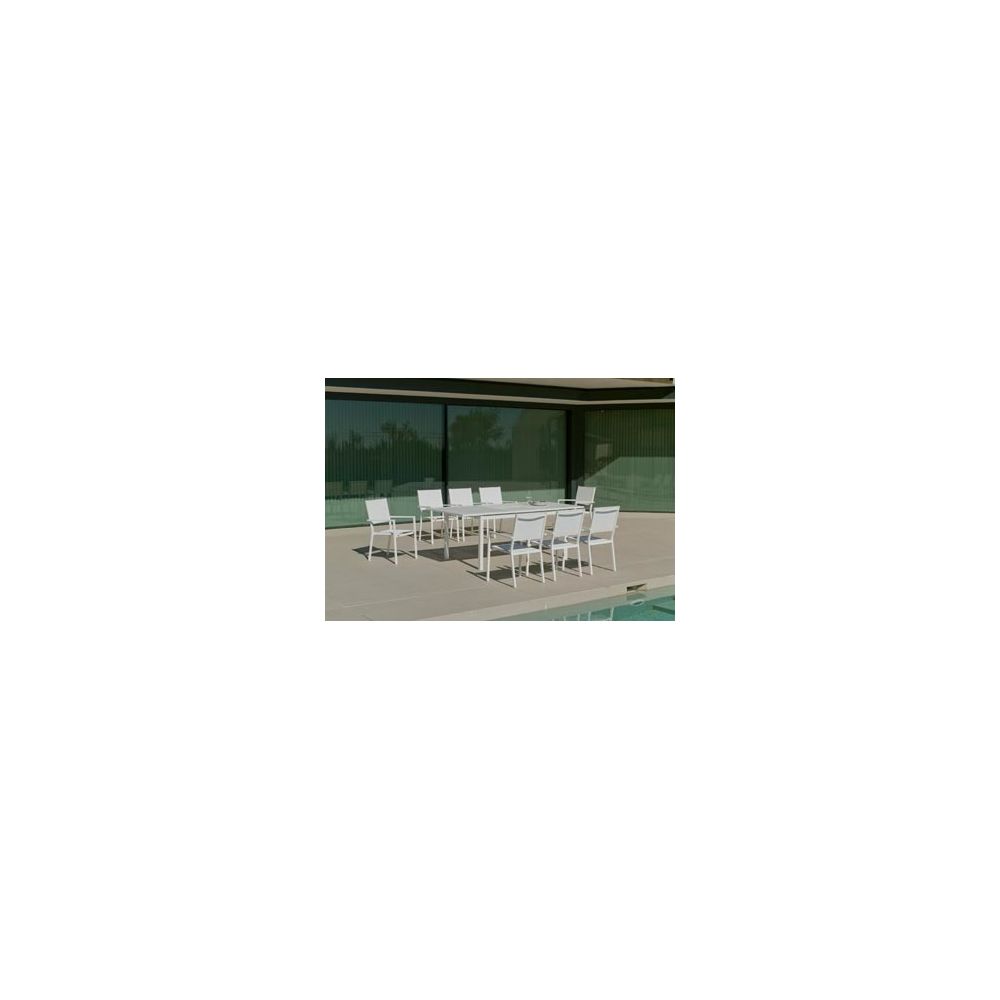 Hevea - Hevea Ensemble Salon A Manger PALMA - ROMA 220-8 en ALUMINIUM BLANC Textilene couleur BLANC HEV31498 - Ensembles canapés et fauteuils