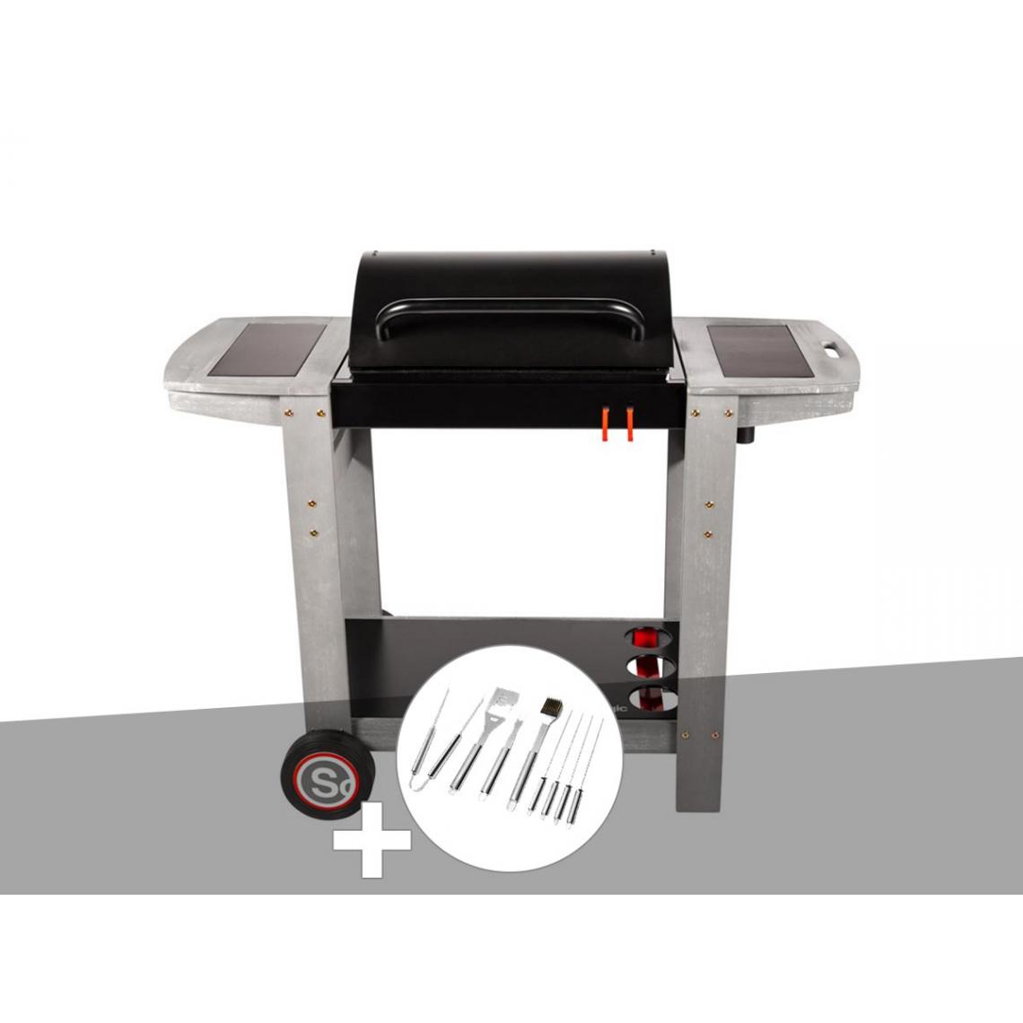 Somagic - Barbecue à charbon Indiana + Malette 8 accessoires - Barbecues charbon de bois
