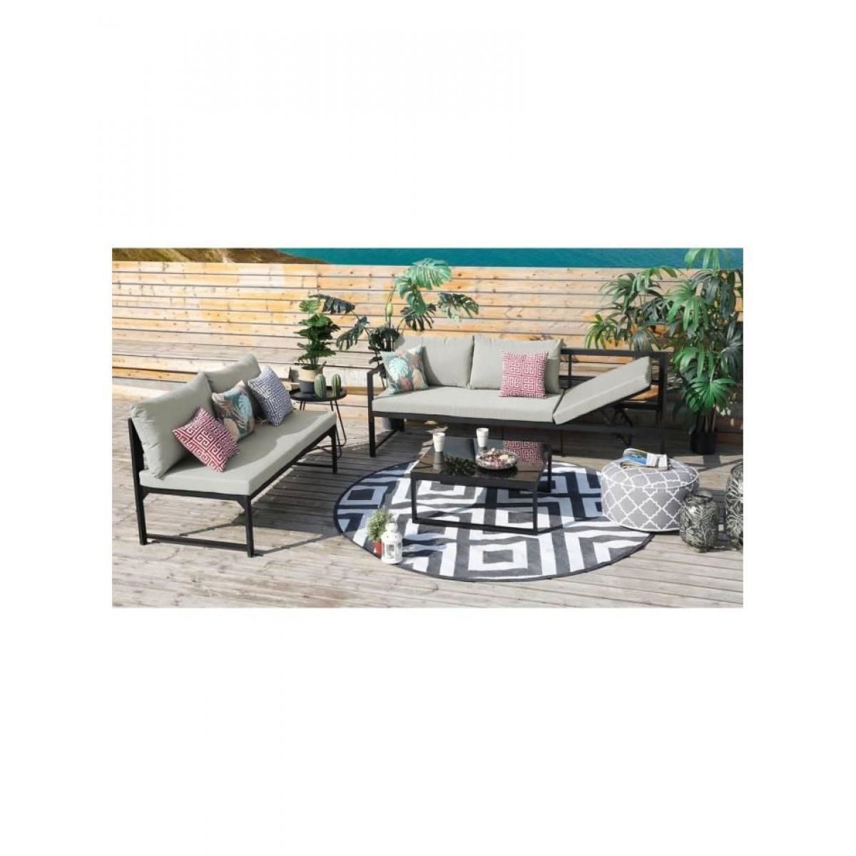 Bocarnea - Salon de jardin dangle modulable en aluminium avec meridienne BAJA - Ensembles tables et chaises