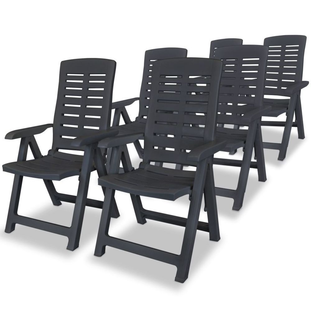 Vidaxl - Chaise inclinable de jardin 6 pcs Plastique Anthracite | Gris - Sièges d'extérieur - Chaises d'extérieur | Gris | Gris - Chaises de jardin