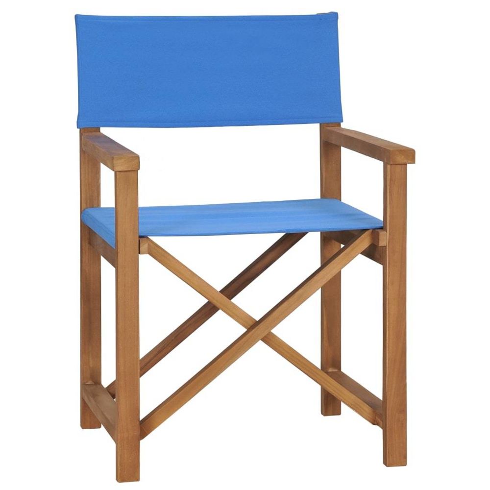 Vidaxl - vidaXL Chaise de metteur en scène Bois de teck solide Bleu - Chaises de jardin