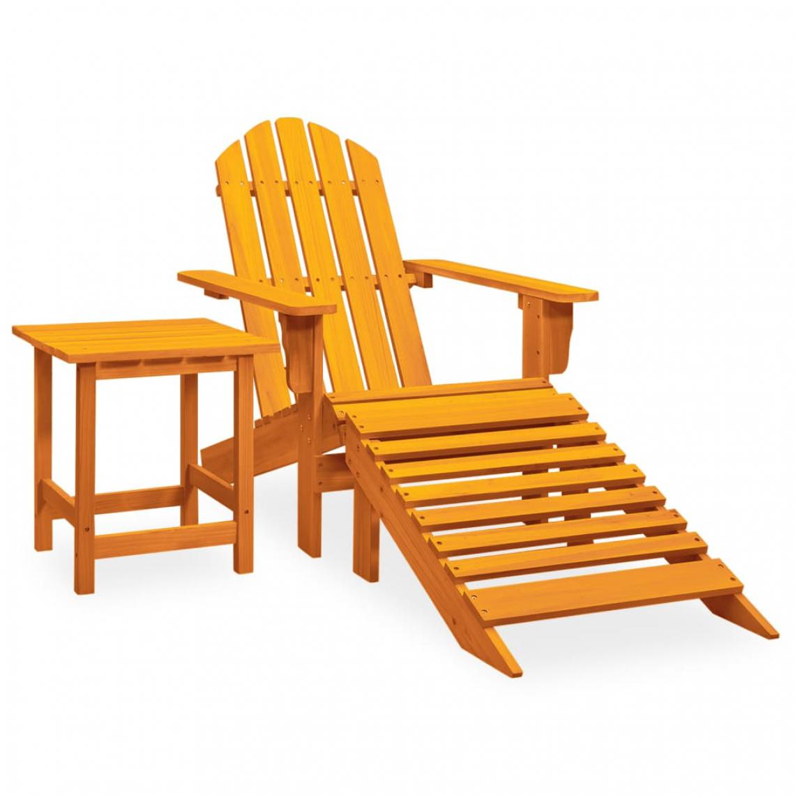 Vidaxl - vidaXL Chaise de jardin Adirondack avec pouf et table Sapin Orange - Chaises de jardin