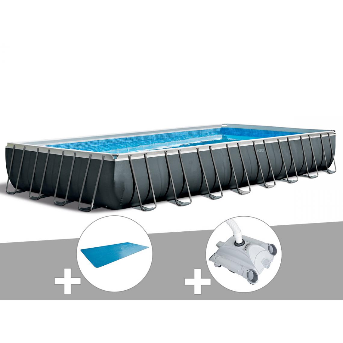 Intex - Kit piscine tubulaire Intex Ultra XTR Frame rectangulaire 9,75 x 4,88 x 1,32 m + Bâche à bulles + Robot nettoyeur - Piscine Tubulaire