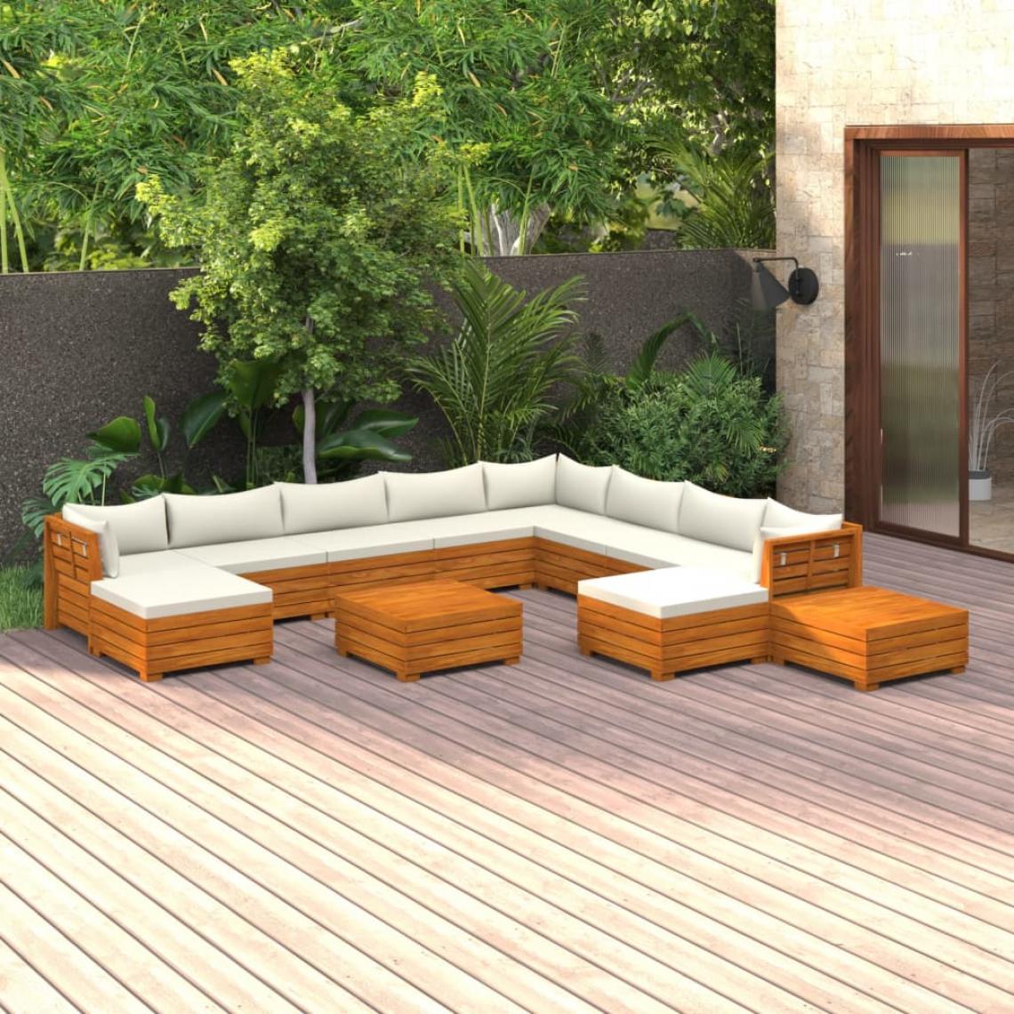 Vidaxl - vidaXL Salon de jardin 12 pcs avec coussins Bois d'acacia solide - Chaises de jardin