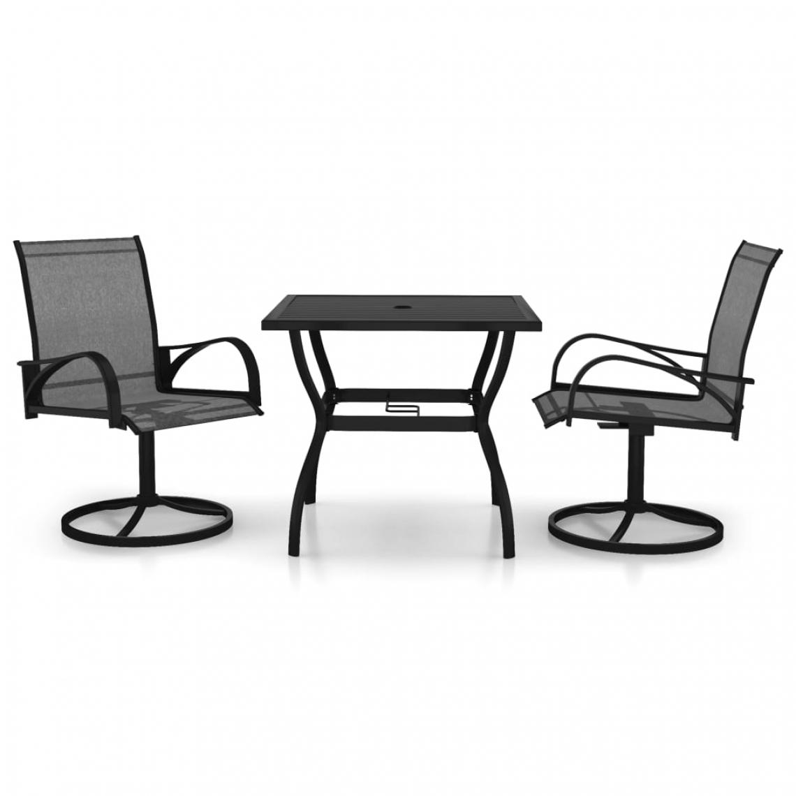Chunhelife - Ensemble de salle à manger de jardin 3 pcs Textilène et acier - Ensembles tables et chaises