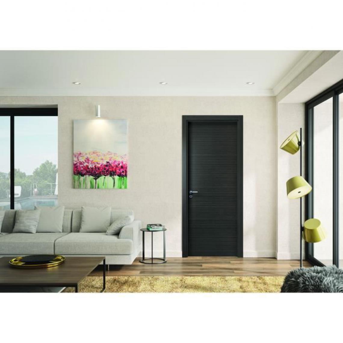 Optimum - OPTIMUM Bloc Porte ajustable décor chene foncé MILANO - 204 x 83 cm - Droit - Bloc-porte
