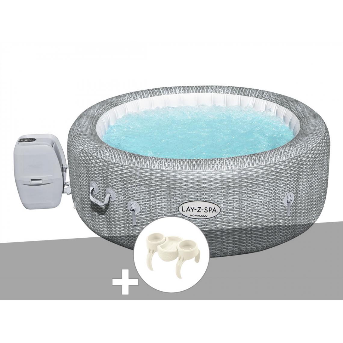 Bestway - Kit spa gonflable Bestway Lay-Z-Spa Honolulu rond Airjet 4/6 places + Porte-gobelets - Spa gonflable