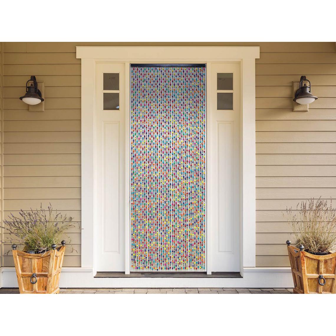 Jardideco - Rideau de porte en perles de bois multicolore 90 x 200 cm - Moustiquaire Fenêtre