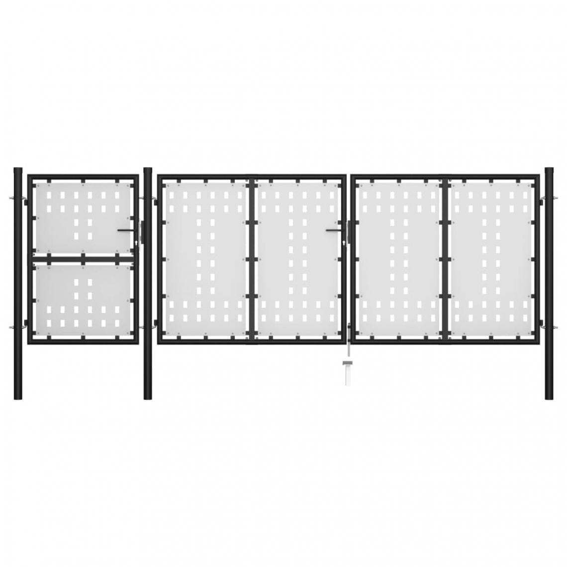 Icaverne - Splendide Clôtures et barrières ligne Téhéran Portail de jardin Acier 400 x 125 cm Noir - Portillon