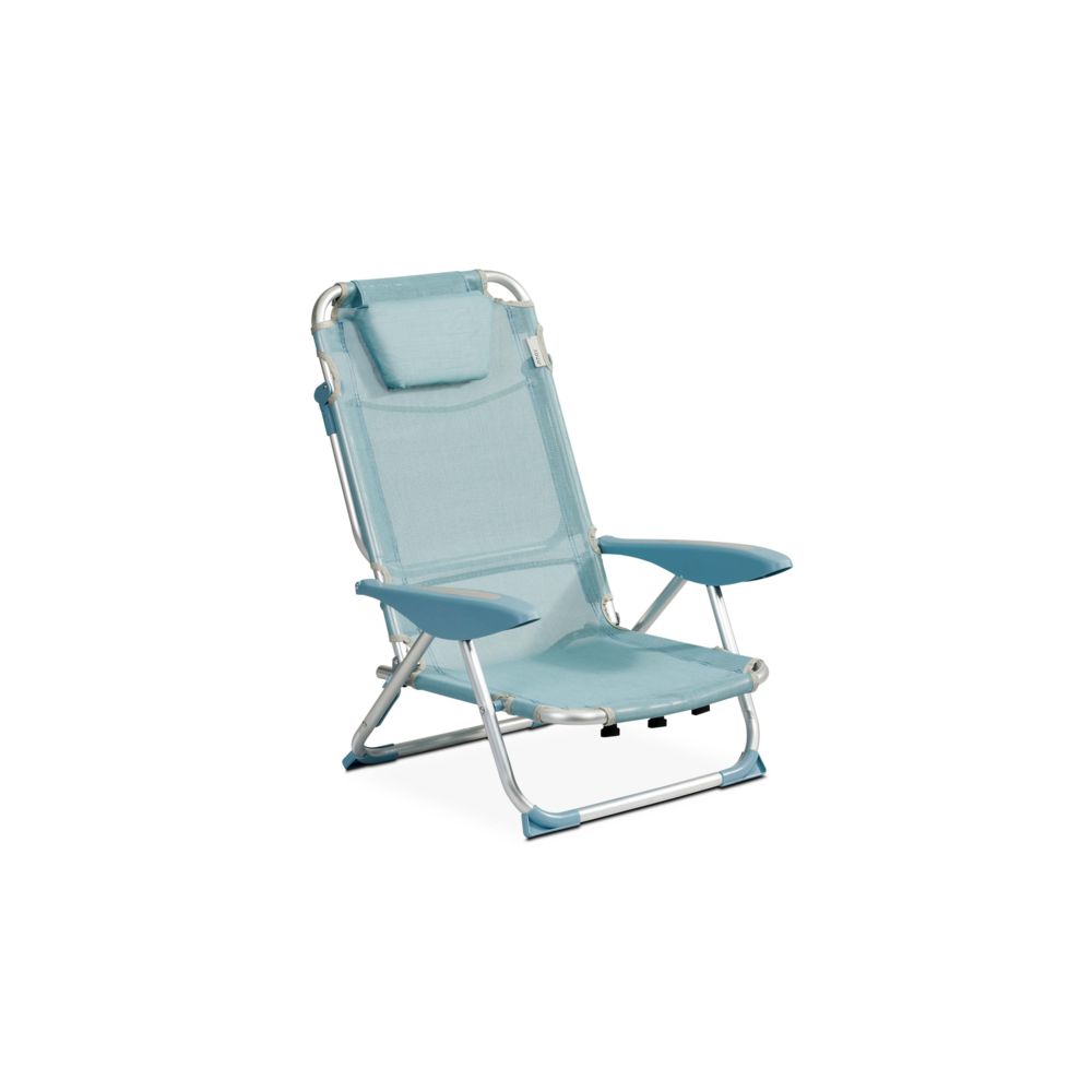 Oviala - Clic clac des plages fauteuil - Bleu denim - Transats, chaises longues