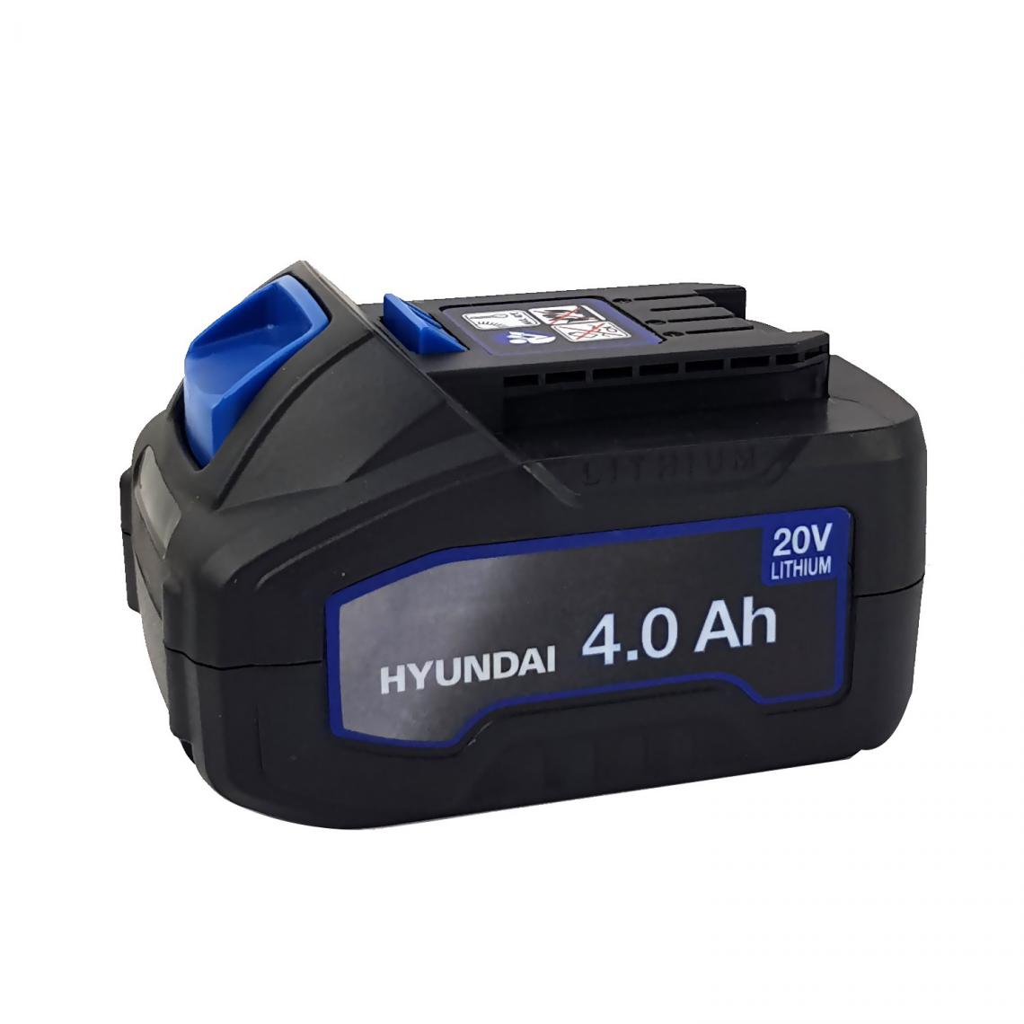 Hyundai - Batterie Lithium 4Ah - HYUNDAI HBA20U4 - pour outil électroportatif - 20V - compatible avec tous les outils de la gamme 20V - Perceuses, visseuses sans fil