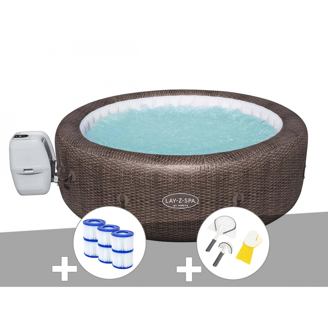 Bestway - Kit spa gonflable Bestway Lay-Z-Spa St Moritz rond Airjet 5/7 places + 6 filtres + Kit de nettoyage - Spa gonflable