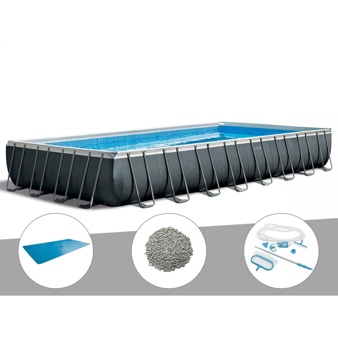 Intex - Kit piscine tubulaire Intex Ultra XTR Frame rectangulaire 9,75 x 4,88 x 1,32 m + Bâche à bulles + 20 kg de zéolite + Kit d'entretien - Piscine Tubulaire