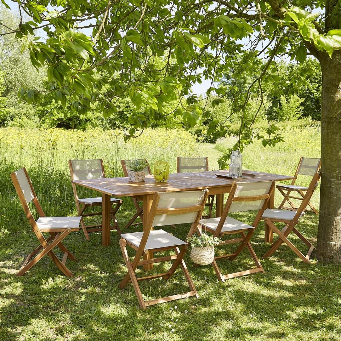 Bois Dessus Bois Dessous - Salon de jardin extensible bois d'acacia 8 à 10 places - Ensembles tables et chaises