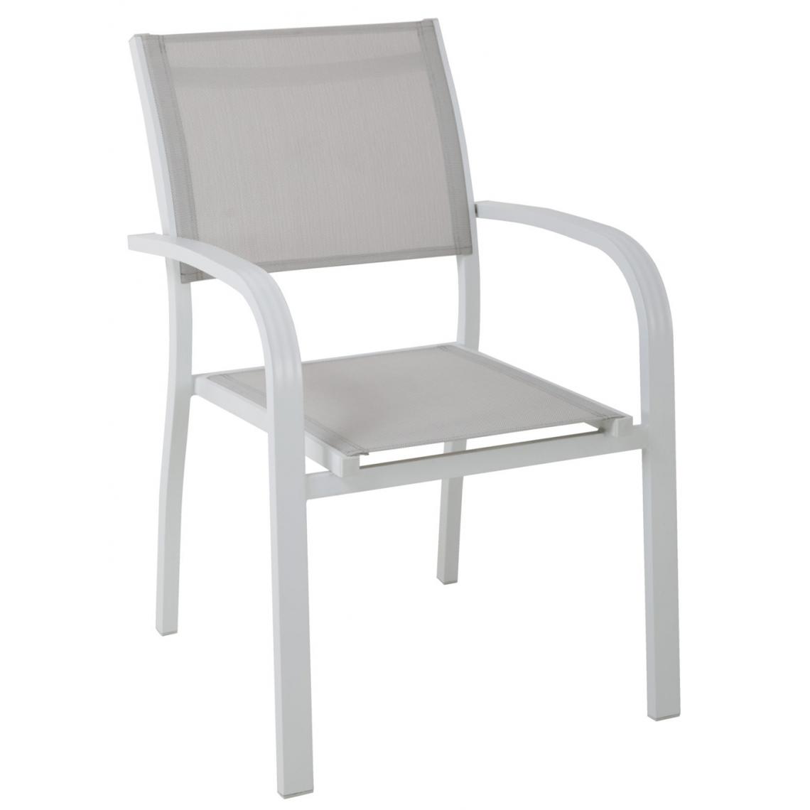 Pegane - Lot de 4 Chaises en aluminium et textilène coloris gris clair - 56 x 86 x 58 cm -PEGANE- - Chaises de jardin