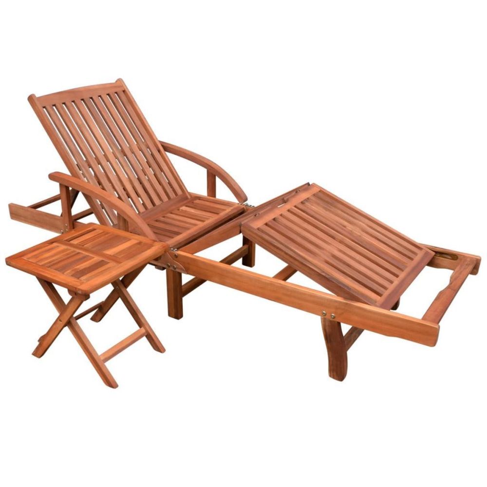 Vidaxl - vidaXL Chaise longue avec table Bois d'acacia solide - Transats, chaises longues