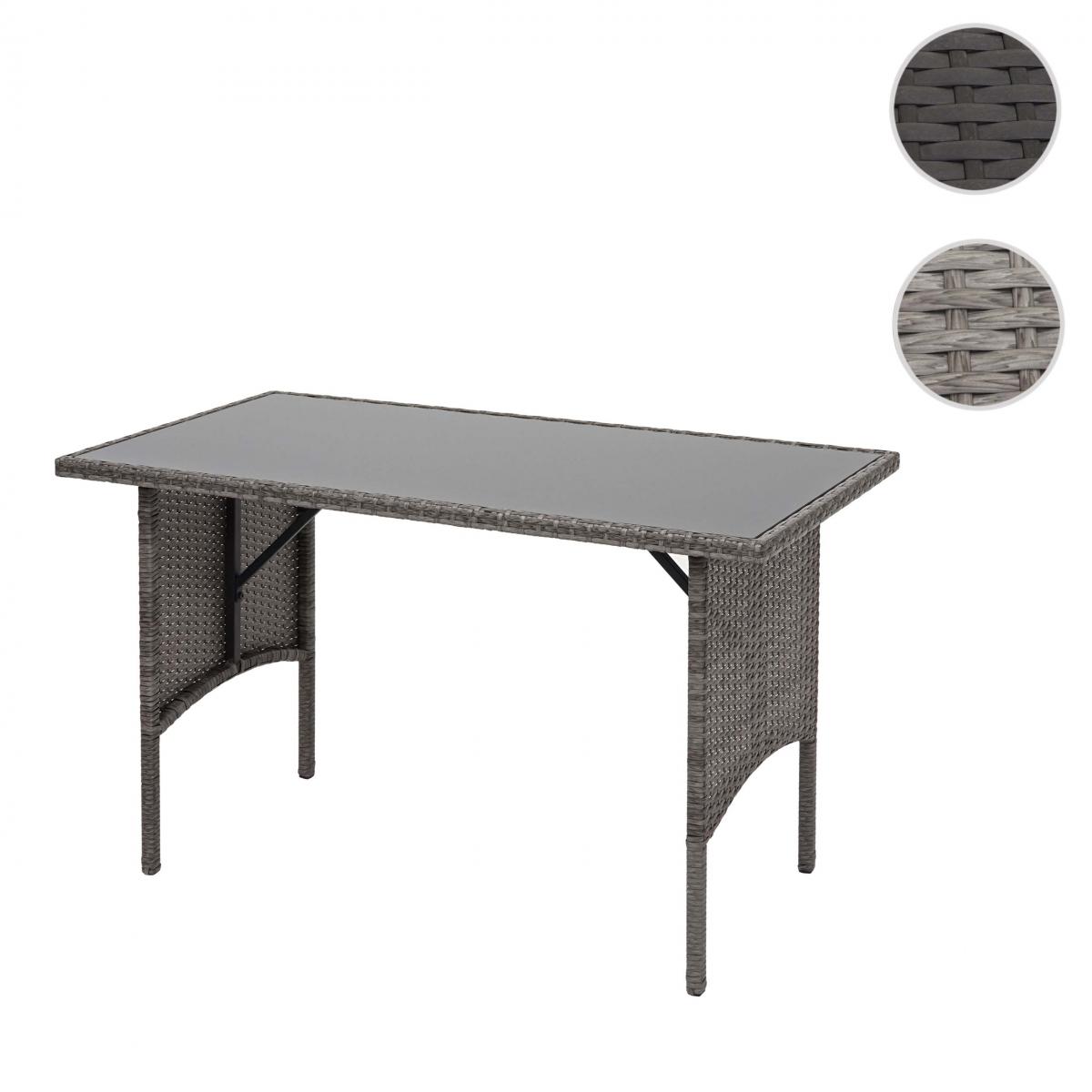 Mendler - Table en polyrotin HWC-G16, table de jardin, salle à manger, gastronomie 112x60cm ~ gris - Ensembles tables et chaises