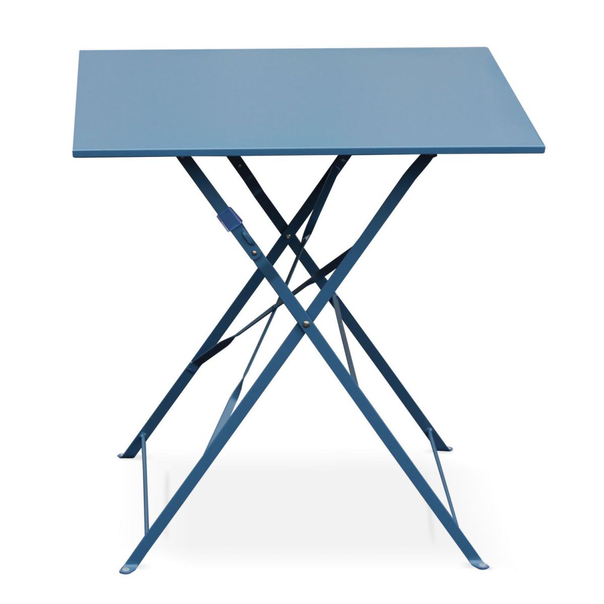 Alice'S Garden - Table jardin bistrot pliable - Emilia carrée bleu grisé- Table carrée 70x70cm en acier thermolaqué - Ensembles canapés et fauteuils