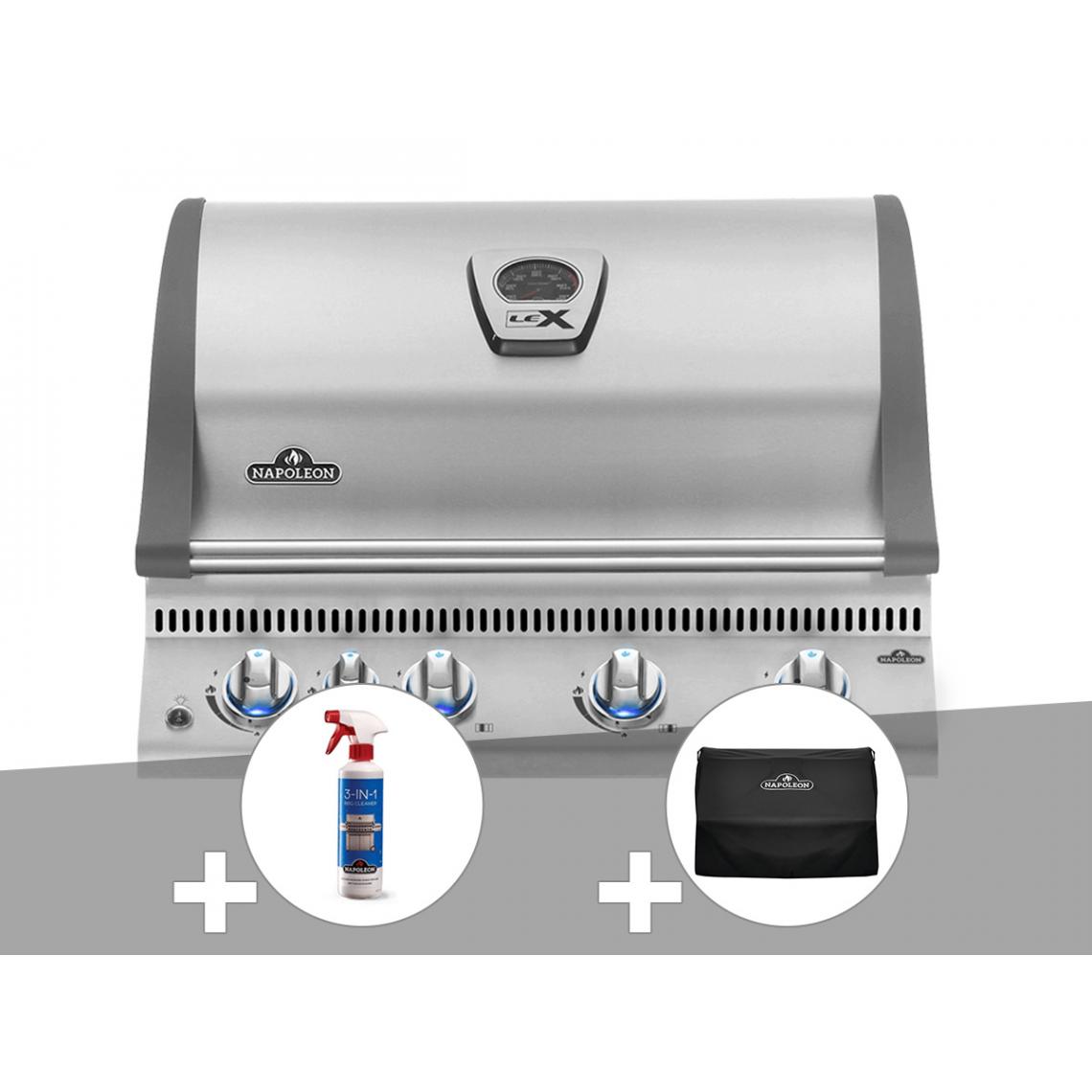 Napoleon - Barbecue à gaz encastrable Napoléon LEX 485 + Nettoyant grill 3 en 1 + Housse - Barbecues gaz